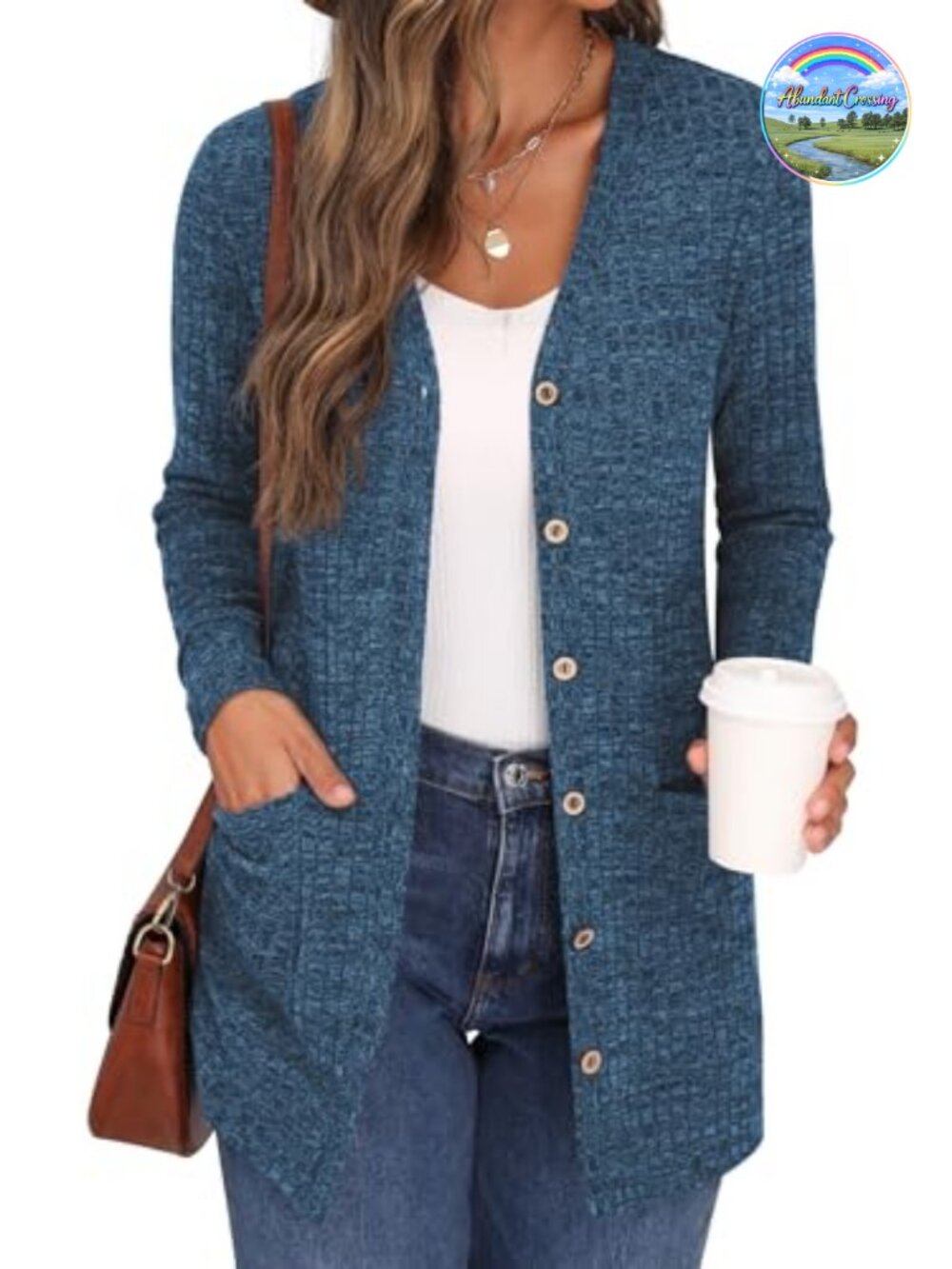 Women's Long Sleeve Open Front Cardigan Ribbed Knit Button Down Sweater with